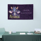 Trendy Damask Lila Dragon Girl Boy Registry Banner (Messeveranstaltung)