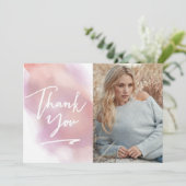 Trendy danke Foto-Karten-Rosa (Stehend Vorderseite)