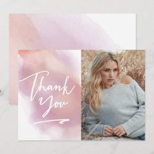 Trendy danke Foto-Karten-Rosa (Vorne/Hinten)