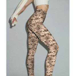 Trendy Dark Beige Ombre Gefärbte Krawatte Shibori  Leggings