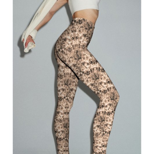 Trendy Dark Beige Ombre Gefärbte Krawatte Shibori  Leggings