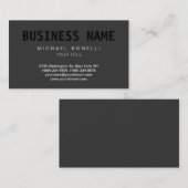 Trendy Dark Gray Black Out Stylish Business Card Visitenkarte (Vorne/Hinten)