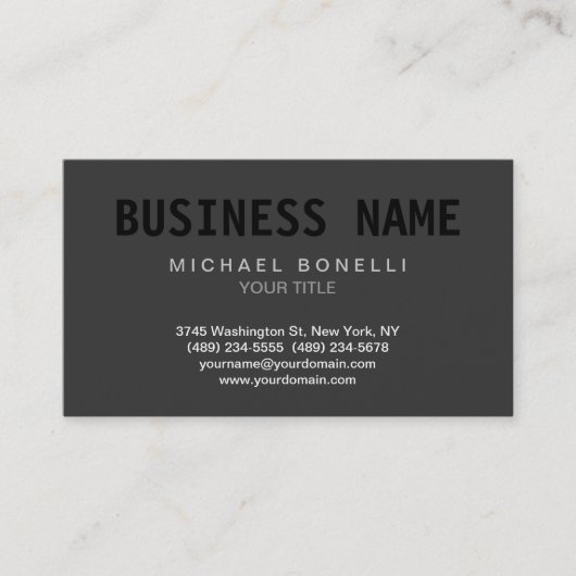 Trendy Dark Gray Black Out Stylish Business Card Visitenkarte (Vorderseite)