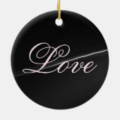 Trendy Dark Gray Wave Liebe Wedding Calligraphy Keramik Ornament (Hinten)