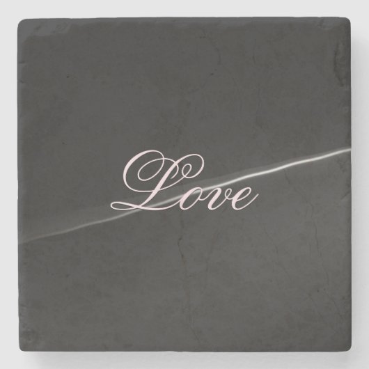 Trendy Dark Gray Wave Liebe Wedding Calligraphy Steinuntersetzer (Vorderseite)