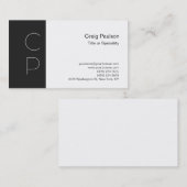 Trendy Dark Gray White Monogram Business Card Visitenkarte (Vorne/Hinten)