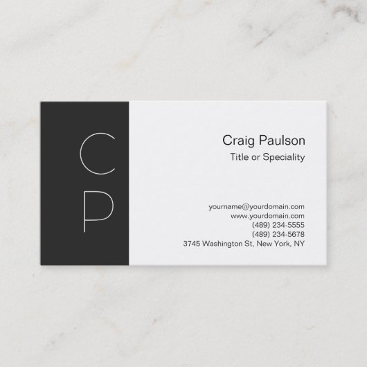 Trendy Dark Gray White Monogram Business Card Visitenkarte (Vorderseite)