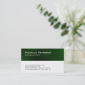 Trendy Dark Green White Modern Visitenkarte (Stehend Vorderseite)