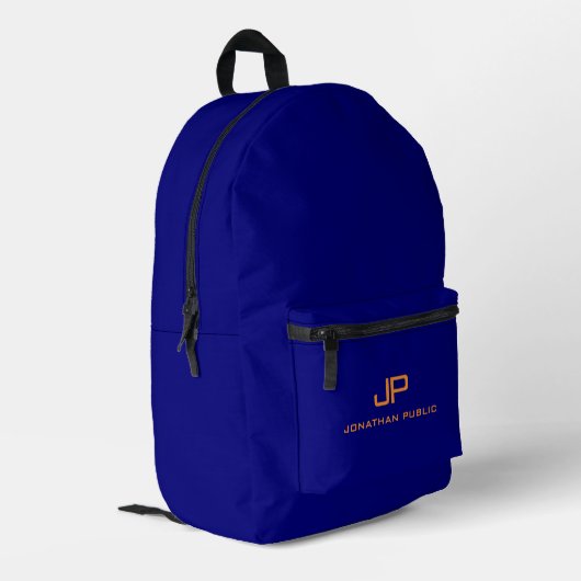 Trendy Dark Navy Blue Solid Color Personalisiert Bedruckter Rucksack (Rückseitige Ecke links)
