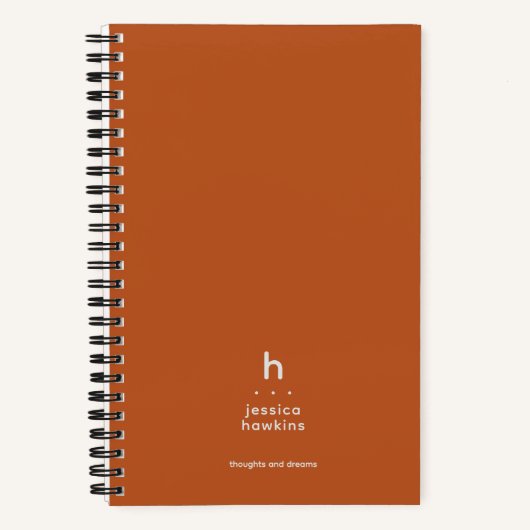 Trendy Dark Pumpkin Orange Modern Monogram Notizblock (Vorderseite)