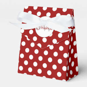 Trendy Dark Red and White polka dots Monogram Geschenkschachtel