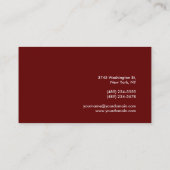 Trendy Dark Red Attractive Business Card Visitenkarte (Rückseite)