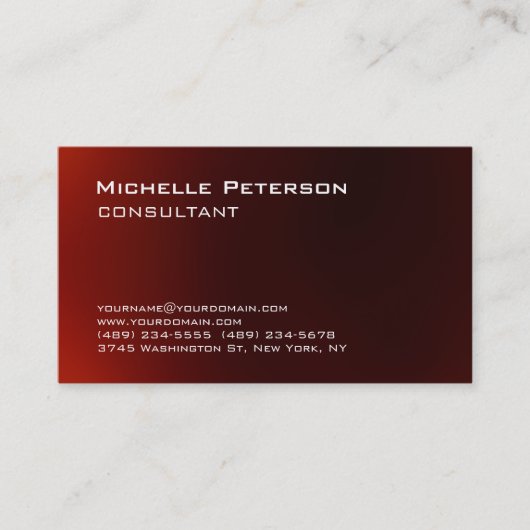 Trendy Dark Red Unique Personal Modern Visitenkarte (Vorderseite)
