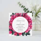 Trendy Deep Pink Floral Wedding Einladung (Stehend Vorderseite)