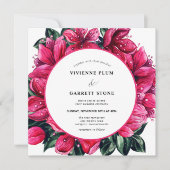 Trendy Deep Pink Floral Wedding Einladung (Vorderseite)