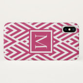 Trendy Deep Pink Monogram Diamond Muster Case-Mate iPhone Hülle (Rückseite (Horizontal))