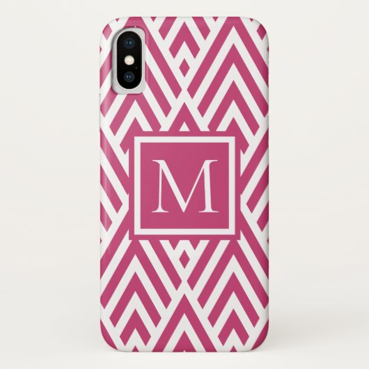 Trendy Deep Pink Monogram Diamond Muster Case-Mate iPhone Hülle (Rückseite)