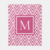 Trendy Deep Pink Monogram Diamond Muster Fleecedecke (Vorderseite)