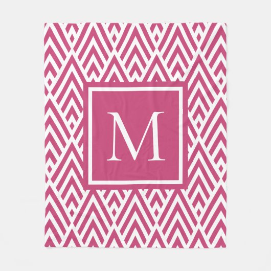 Trendy Deep Pink Monogram Diamond Muster Fleecedecke (Vorderseite)