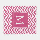 Trendy Deep Pink Monogram Diamond Muster Fleecedecke (Vorderseite (Horizontal))