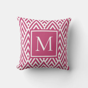 Trendy Deep Pink Monogram Diamond Muster Kissen