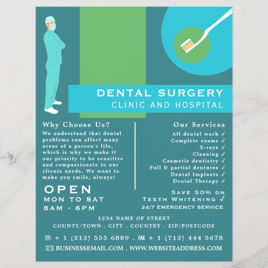 Trendy Dentist Design, Zahntechnik, Zahnarztwerbun Flyer (Vorne)