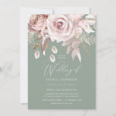 Trendy Designer Blush & Sage Wedding Einladung (Vorderseite)