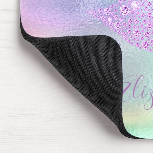 Trendy Diamonds Lips Rainbow Holographic Mousepad (Ecke)