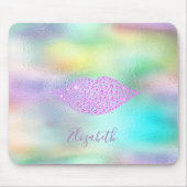 Trendy Diamonds Lips Rainbow Holographic Mousepad (Vorne)