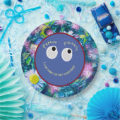 Trendy Digital Field of Wildblumen, Happy Face Pappteller (Party)