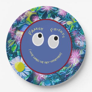 Trendy Digital Field of Wildblumen, Happy Face Pappteller