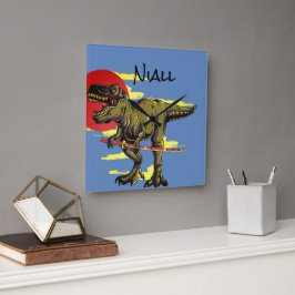 Trendy Dinosaur Quadratische Wanduhr