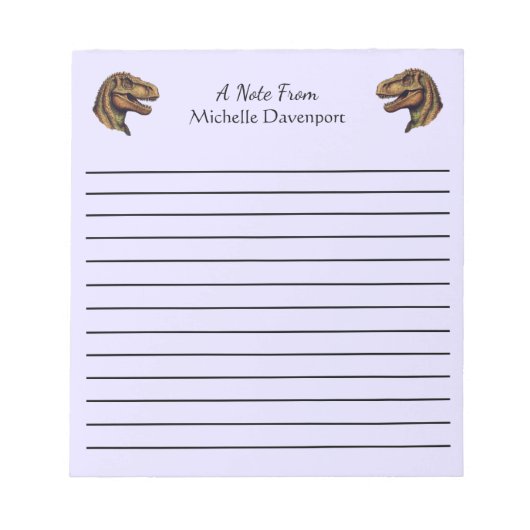 Trendy Dinosaur T-Rex Tyrannosaurus Lila Notizblock (Vorderseite)