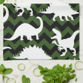 Trendy Dinosaurier Silhouetten & Green Chevrons Geschirrtuch (Gefaltet)