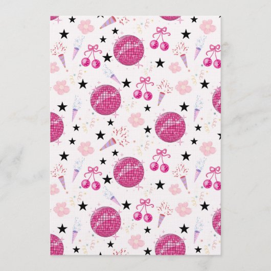Trendy Disco Celebration Party Seamless Pattern Einladung (Vorderseite)