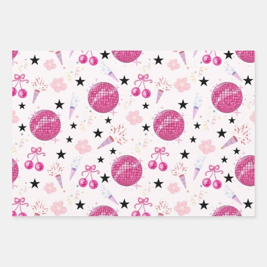 Trendy Disco Celebration Party Seamless Pattern Geschenkpapier Set (Vorderseite 2)