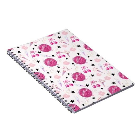 Trendy Disco Celebration Party Seamless Pattern Notizblock (Rechte Seite)