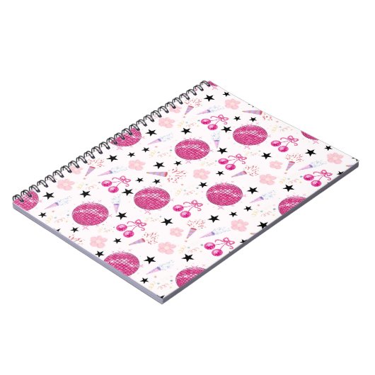 Trendy Disco Celebration Party Seamless Pattern Notizblock (Linke Seite)