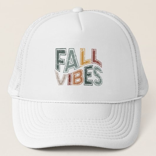 Trendy Distressed Fall Vibes Truckerkappe (Vorderseite)