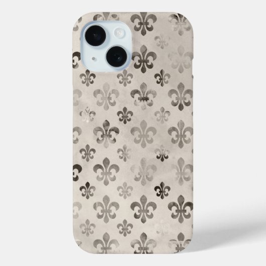 Trendy Distressed Silver Gray Lilie Pattern Case-Mate iPhone Hülle (Rückseite)
