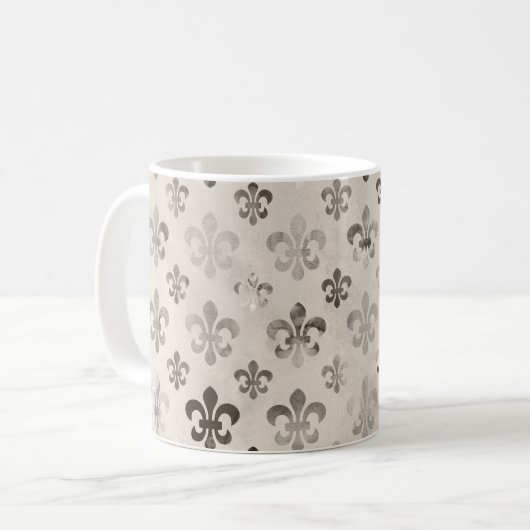 Trendy Distressed Silver Gray Lilie Pattern Kaffeetasse (Vorderseite Links)