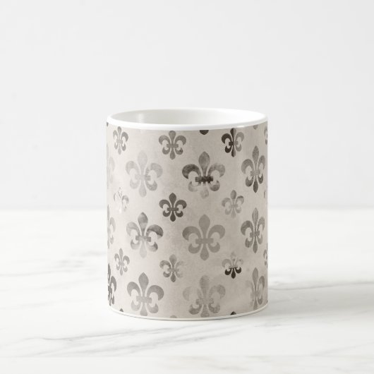 Trendy Distressed Silver Gray Lilie Pattern Kaffeetasse (Mittel)