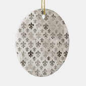 Trendy Distressed Silver Gray Lilie Pattern Keramik Ornament (Rechts)