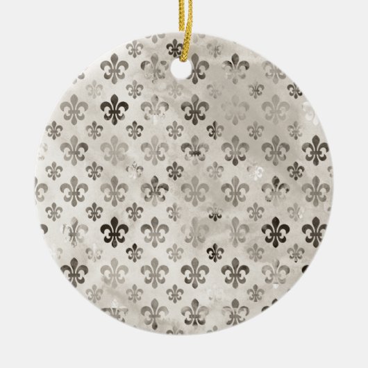 Trendy Distressed Silver Gray Lilie Pattern Keramik Ornament (Vorne)