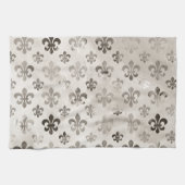 Trendy Distressed Silver Gray Lilie Pattern Küchentuch (Horizontal)