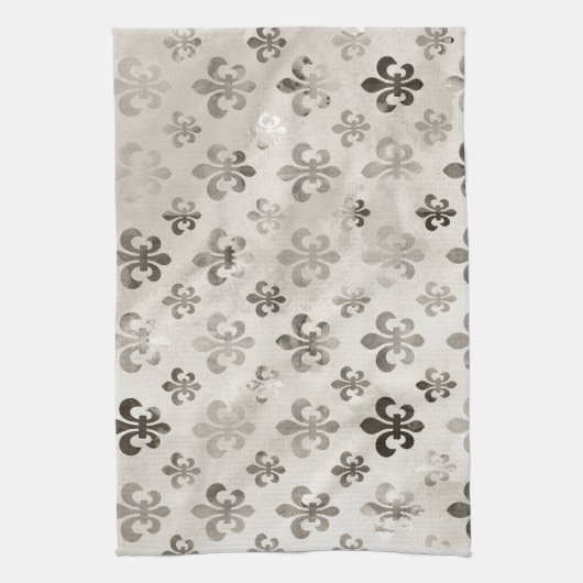 Trendy Distressed Silver Gray Lilie Pattern Küchentuch (Vertikal)