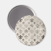 Trendy Distressed Silver Gray Lilie Pattern Magnet (Vorderseite/Rückseite)