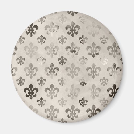 Trendy Distressed Silver Gray Lilie Pattern Magnet (Vorne)