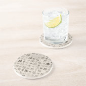 Trendy Distressed Silver Gray Lilie Pattern Sandstein Untersetzer (Seite)