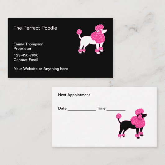 Trendy Dog Grooming Termin Business Cards Visitenkarte (Vorne/Hinten)